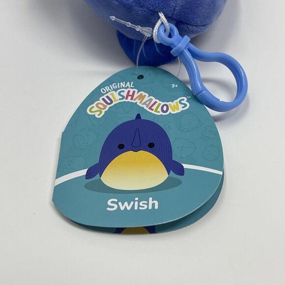Squishmallows Swish The Swordfish Plush Toy 3.5” Clip RARE NWT - Picture 3 of 3